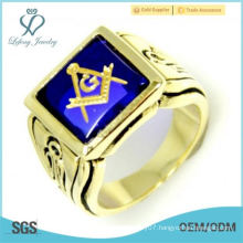 Masonic Ring - (Free Masons) Faux Sapphire Stone